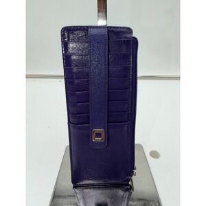 Lodis Purple Leather Slim Card Case Wallet RFID Protection Zip Pocket